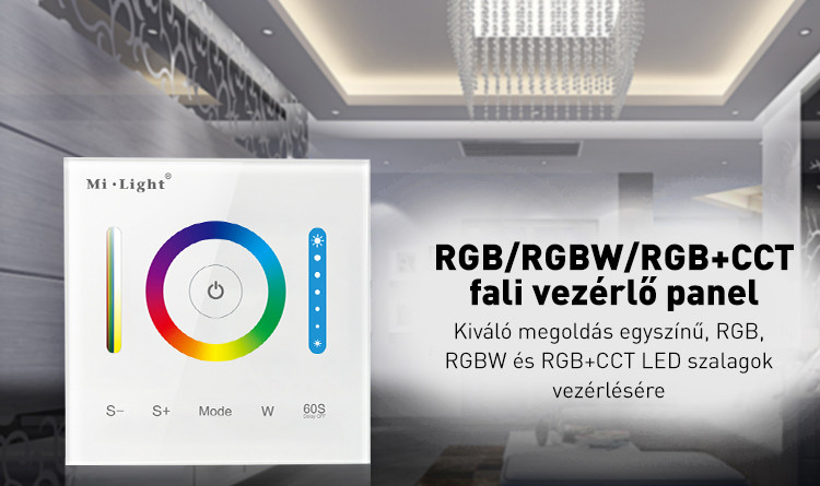 Mi-Light P3 Smart Panel RGB/ RGBW/ RGB+CCT fali vezérlő, 12V-24V, 86x86 mm
