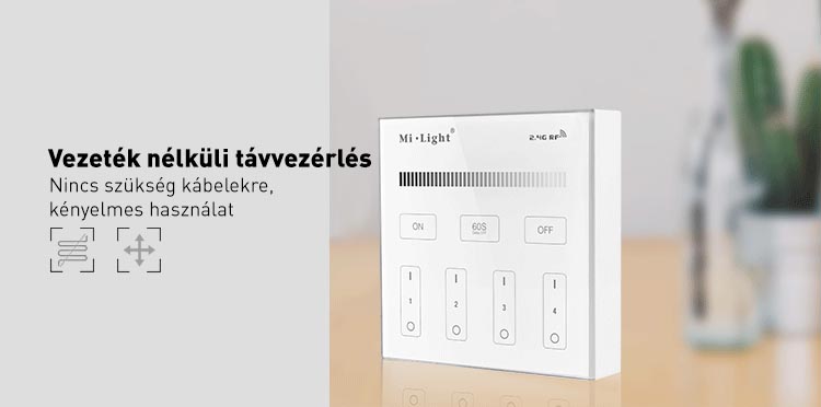 Mi-Light B1 CCT fali RF távvezérlő, elemes, 86x86 mm, 4 zónás