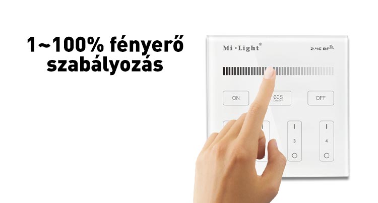 Mi-Light B1 CCT fali RF távvezérlő, elemes, 86x86 mm, 4 zónás