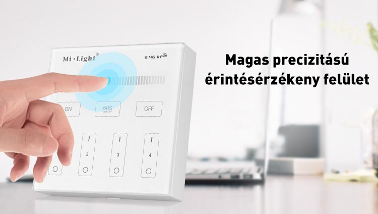 Mi-Light B1 CCT fali RF távvezérlő, elemes, 86x86 mm, 4 zónás