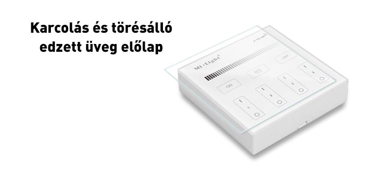 Mi-Light B1 CCT fali RF távvezérlő, elemes, 86x86 mm, 4 zónás
