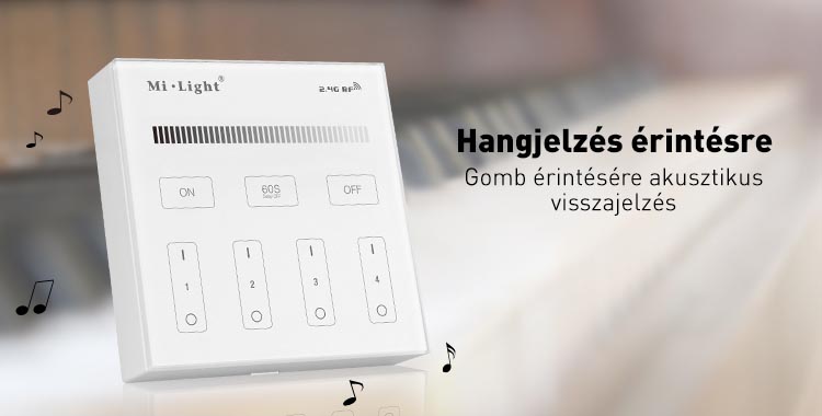 Mi-Light B1 CCT fali RF távvezérlő, elemes, 86x86 mm, 4 zónás