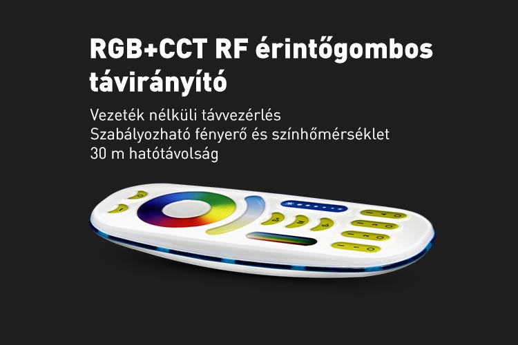 Mi-Light FUT092 RGB+CCT távirányító, érintőgombos, 4 zónás