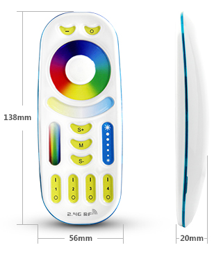 Mi-Light FUT092 RGB+CCT távirányító, érintőgombos, 4 zónás