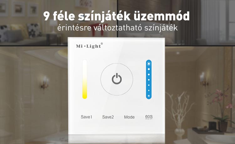 Mi-Light P2 Smart Panel CCT vezérlő, 12V-24V, 86x86 mm