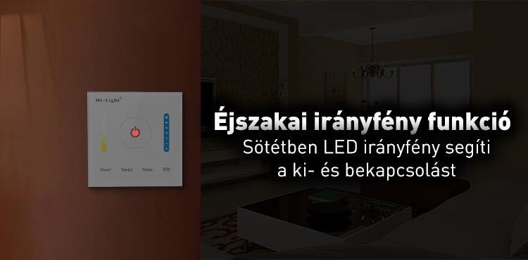 Mi-Light P2 Smart Panel CCT vezérlő, 12V-24V, 86x86 mm