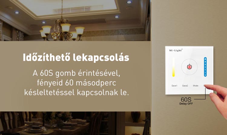 Mi-Light P2 Smart Panel CCT vezérlő, 12V-24V, 86x86 mm