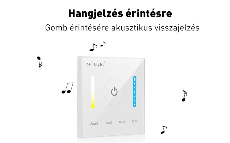Mi-Light P2 Smart Panel CCT vezérlő, 12V-24V, 86x86 mm