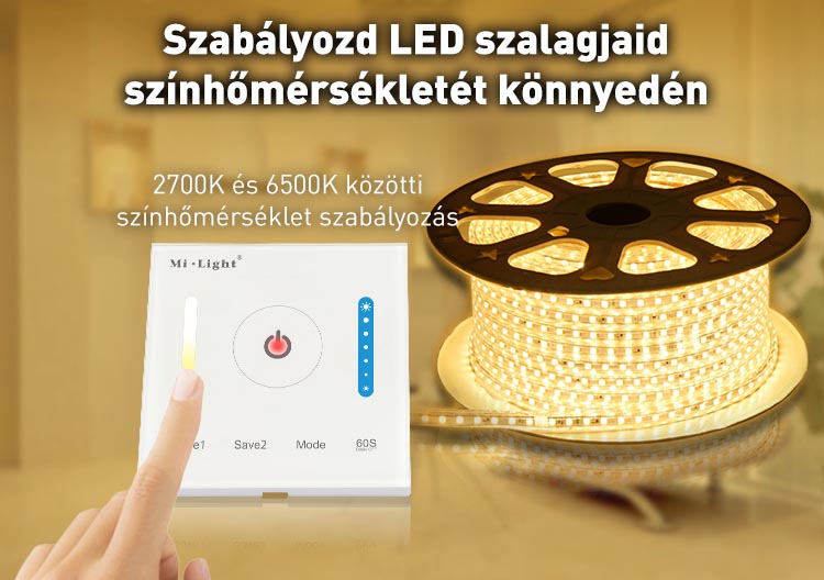 Mi-Light P2 Smart Panel CCT vezérlő, 12V-24V, 86x86 mm