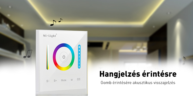 Mi-Light P3 Smart Panel RGB/ RGBW/ RGB+CCT fali vezérlő, 12V-24V, 86x86 mm