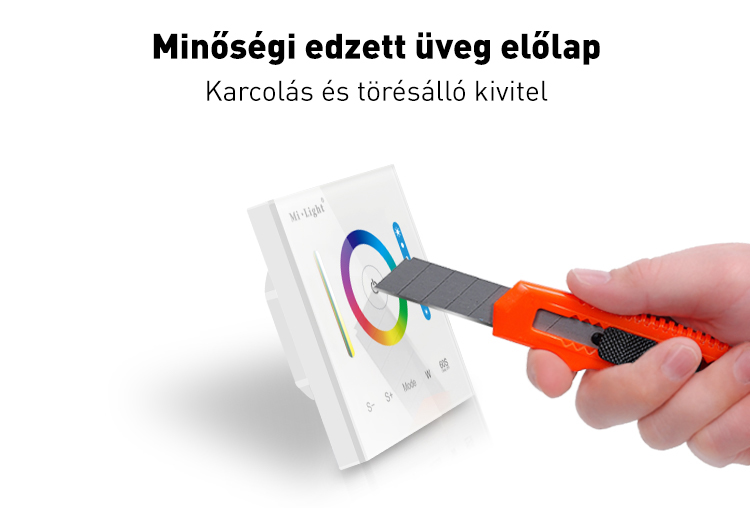 Mi-Light P3 Smart Panel RGB/ RGBW/ RGB+CCT fali vezérlő, 12V-24V, 86x86 mm