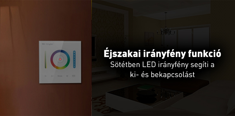Mi-Light P3 Smart Panel RGB/ RGBW/ RGB+CCT fali vezérlő, 12V-24V, 86x86 mm