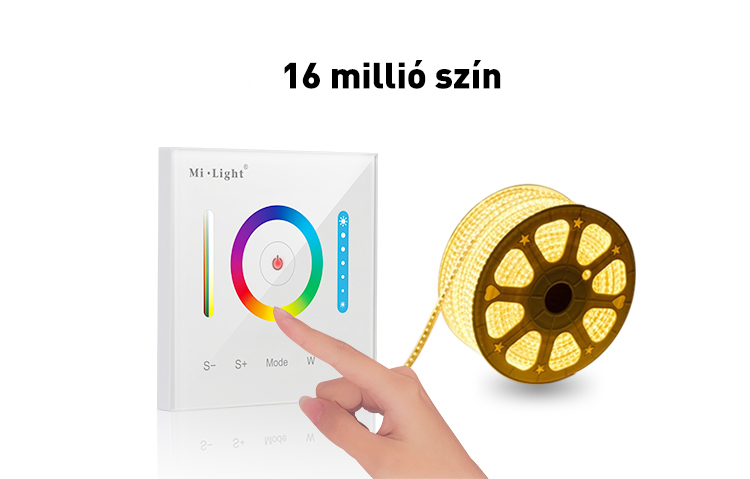 Mi-Light P3 Smart Panel RGB/ RGBW/ RGB+CCT fali vezérlő, 12V-24V, 86x86 mm